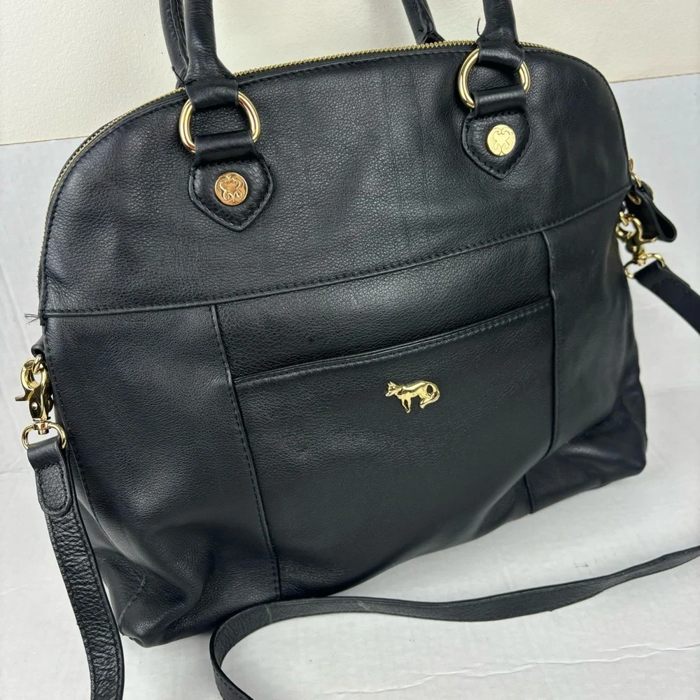 Emma Fox black leather bag/crossbody strap/cheetah animal print accent-EUC - Picture 14 of 15